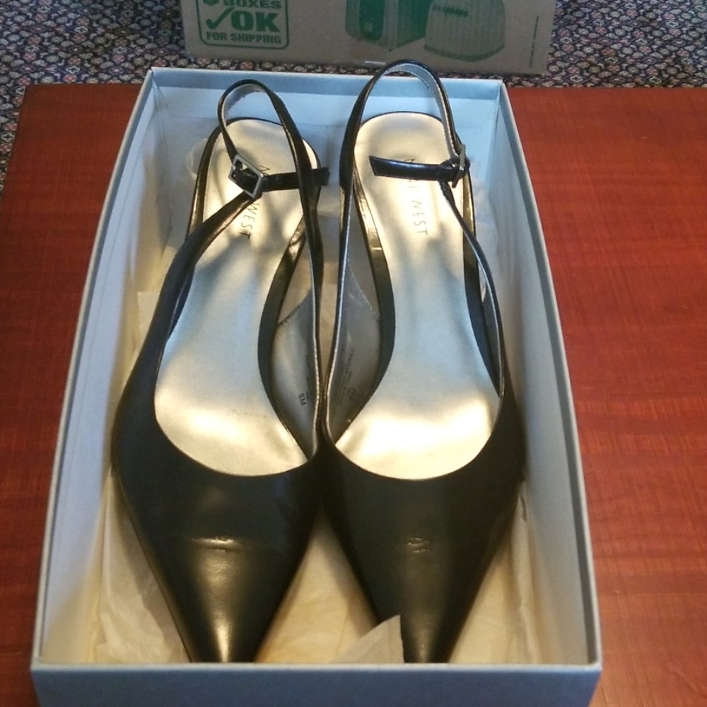 Black leather heels  3 inch heel